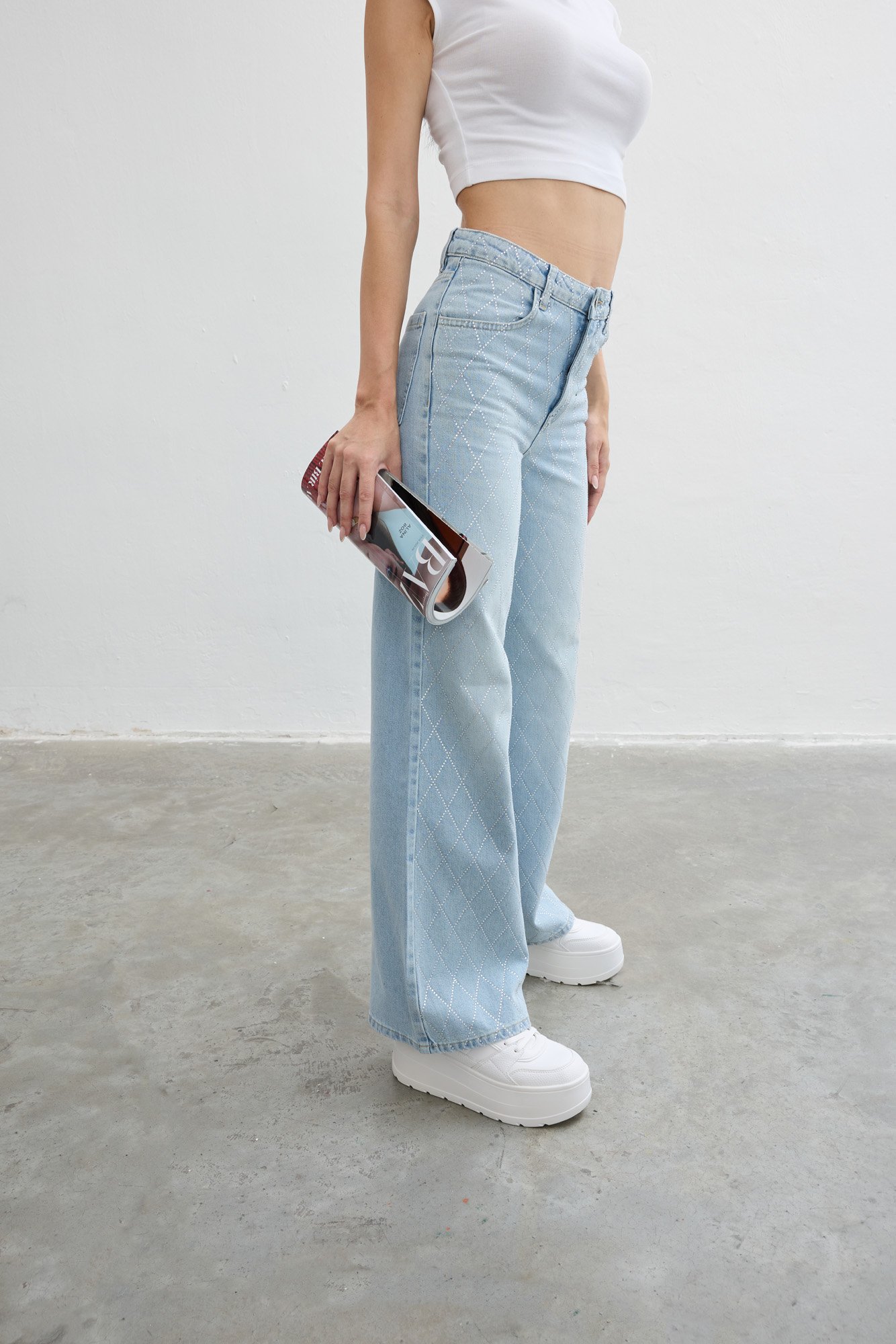 Lattice Shine Light Jean – Açık Mavi