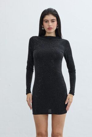 Cosmic Taşlı Elbise - Siyah