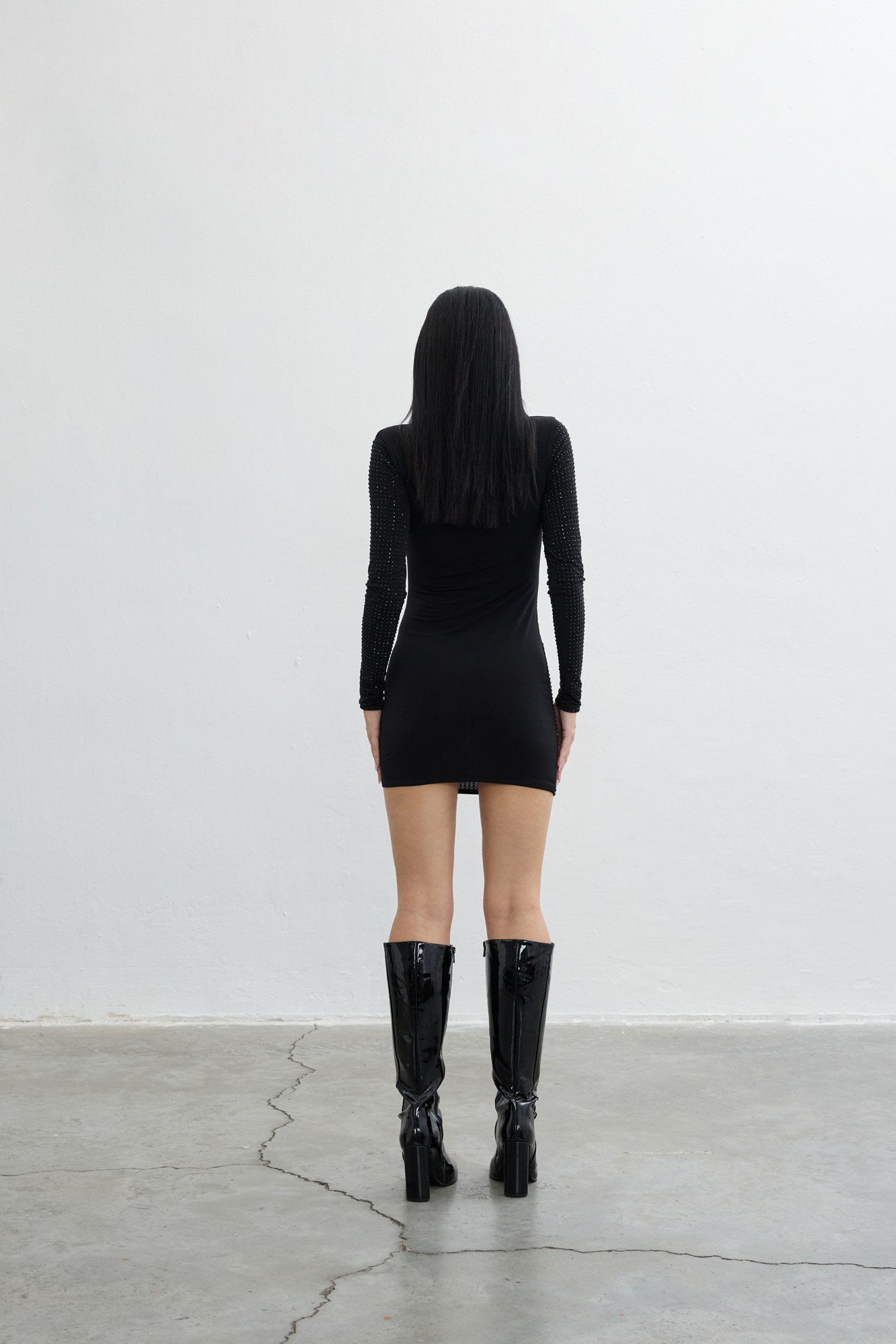 Cosmic Taşlı Elbise - Siyah