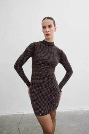 Cosmic Taşlı Elbise - Kahverengi