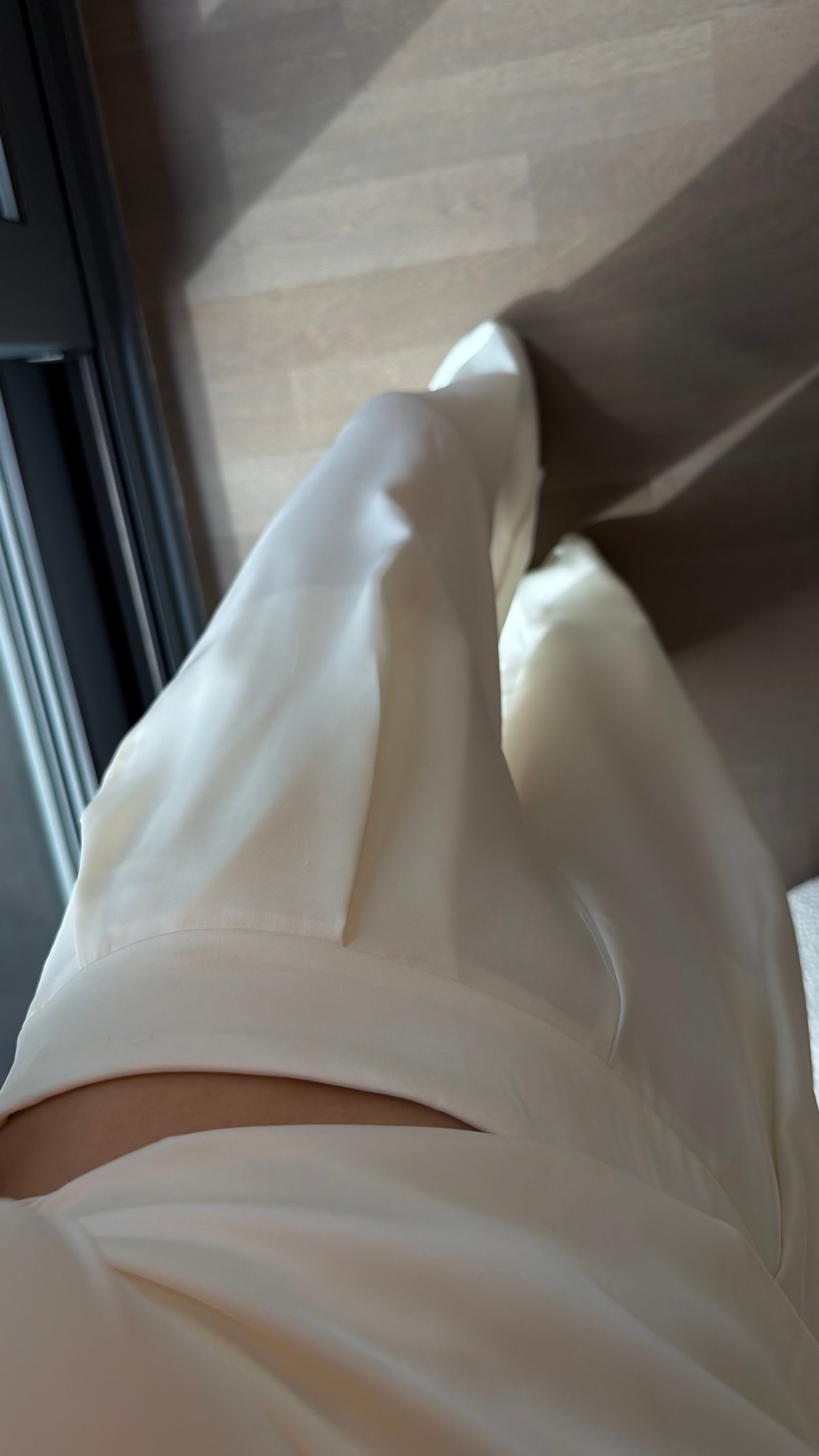 Saten Balon Bluz Pantolon Takım - Krem