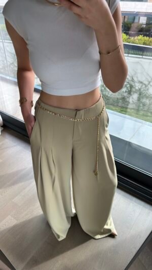 Çift Pile Pantolon - Açık Yeşil