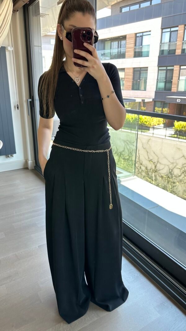 Çift Pile Pantolon – Siyah