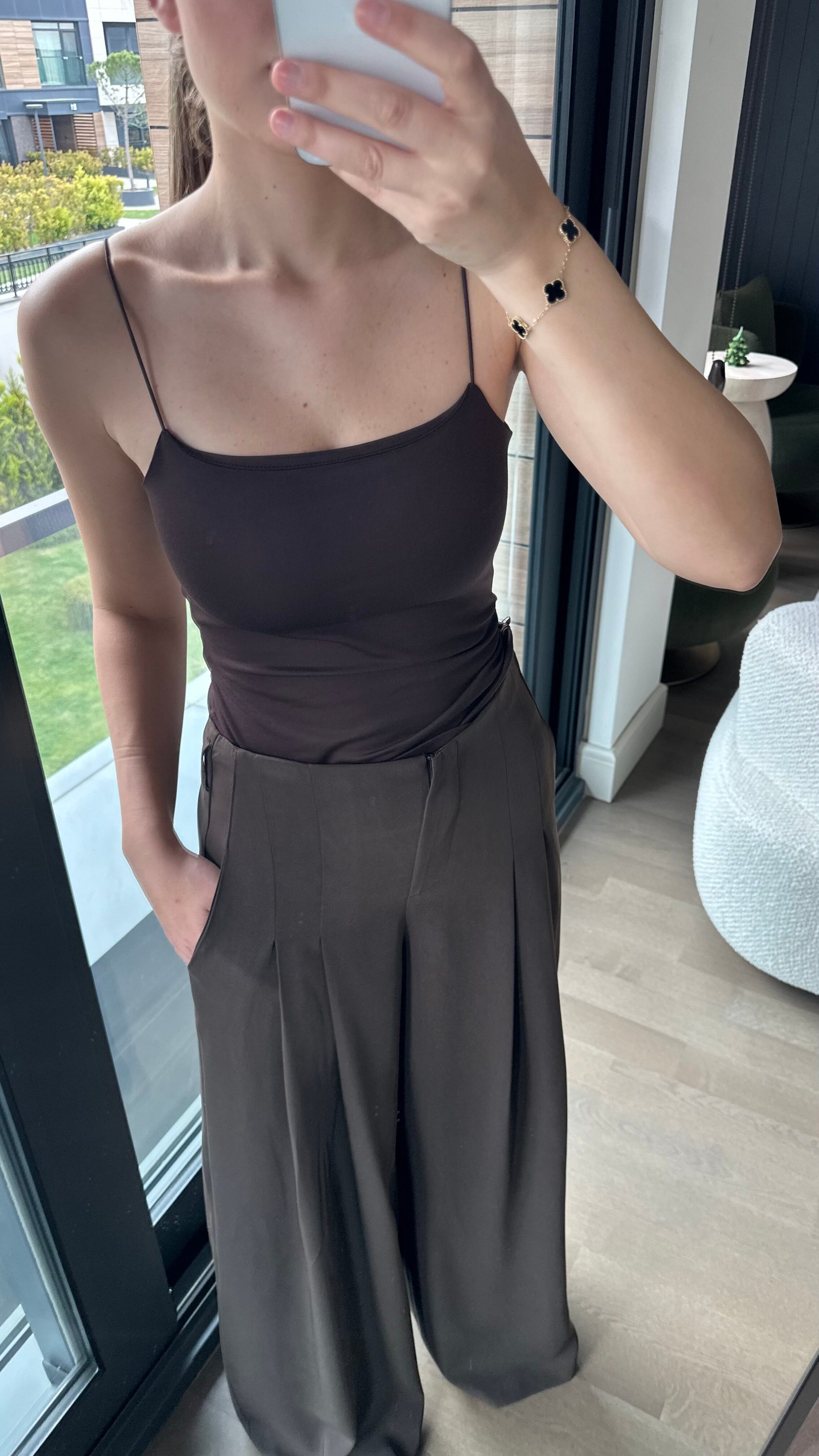 İp Askılı Atlet - Kahverengi