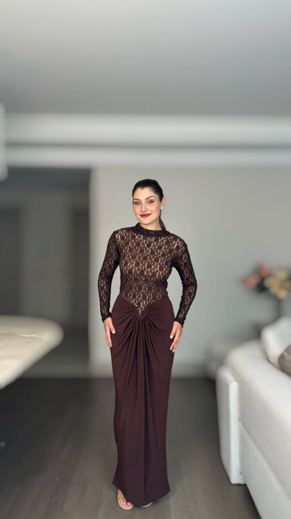 Etek Body Bluz Takım - Kahverengi