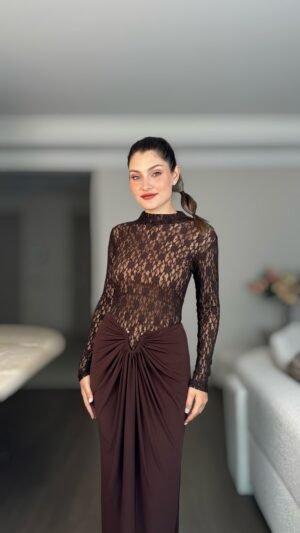 Etek Body Bluz Takım - Kahverengi