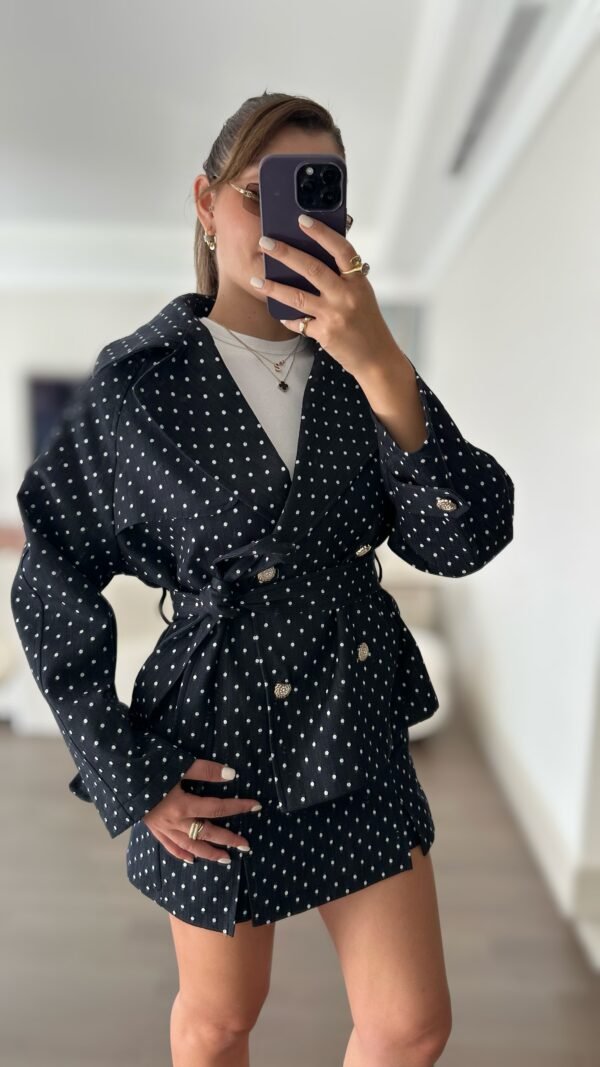 Puantiyeli Denim Ceket