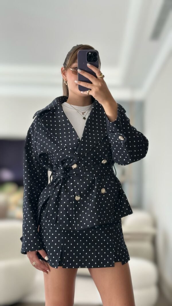 Puantiyeli Denim Ceket