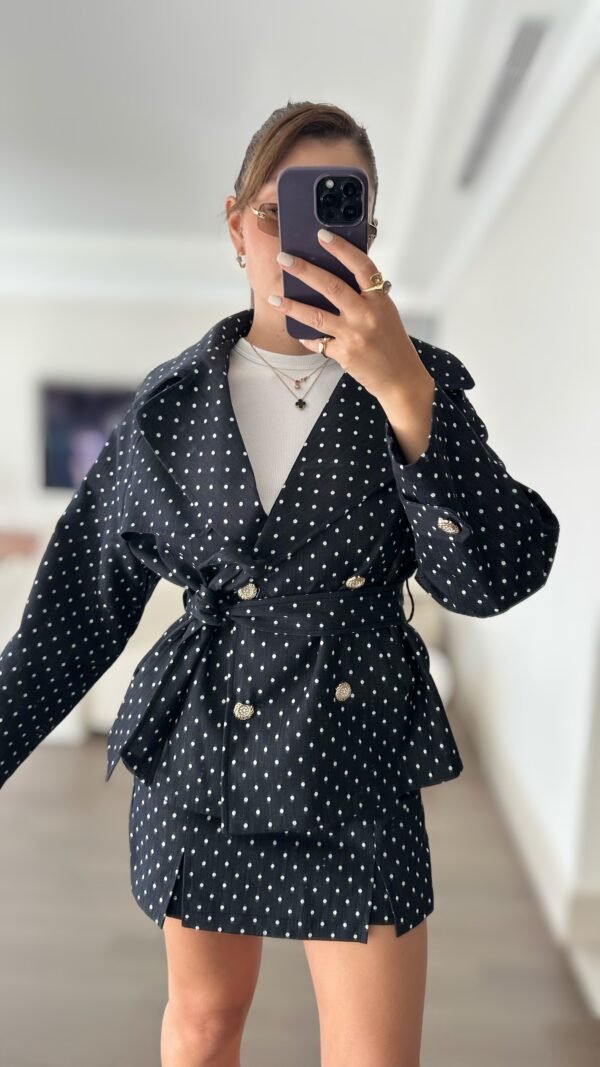 Puantiyeli Denim Ceket