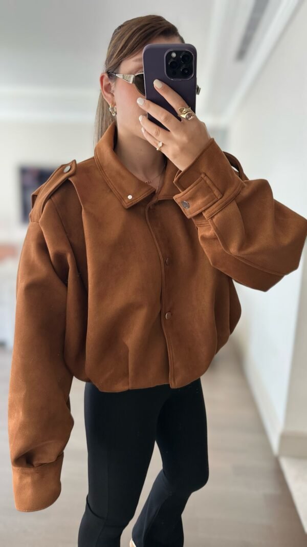 Süet Boyfriend Pileli Mont - Taba